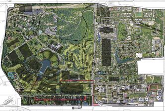 Overlay of Roads and Buildings onto Satellite Map