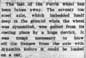 Article describing the Ferris Wheel Removal.